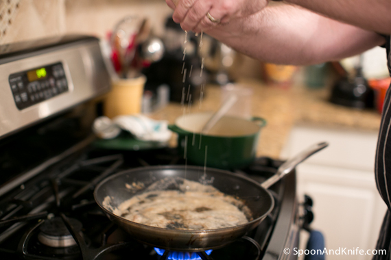 Adding lemon juice to make a pan sauce