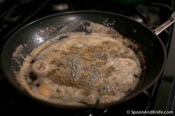 Pan sauce cooking down