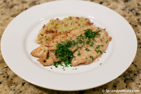Recipe: Vermilion Snapper Meunière with Leeks in Bacon Vinaigrette