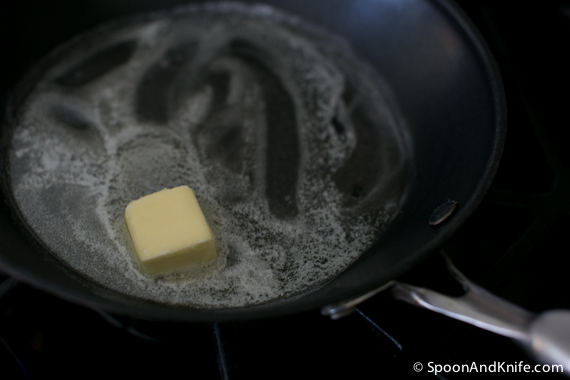 Melting the butter for toasted chickpeas