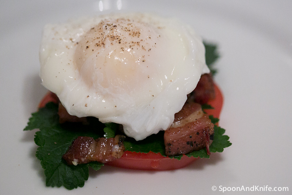The Benny BLT ready for the Hollandaise sauce