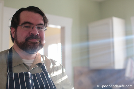 Mike waiting for the meatloaf to bake