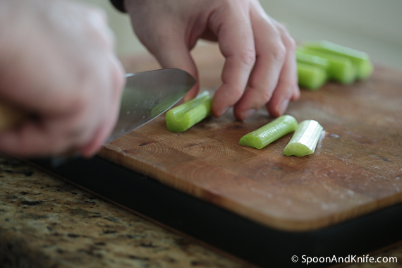 Cutting Celery for Meat Meatloaf