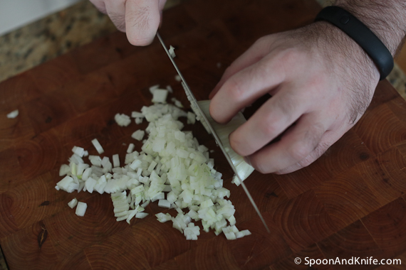 Finely chopped onions for gluten-free meatloaf